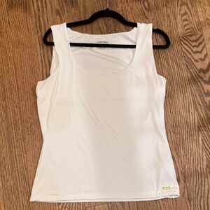 Calvin Klein White Scoop Neck Tank Top Large